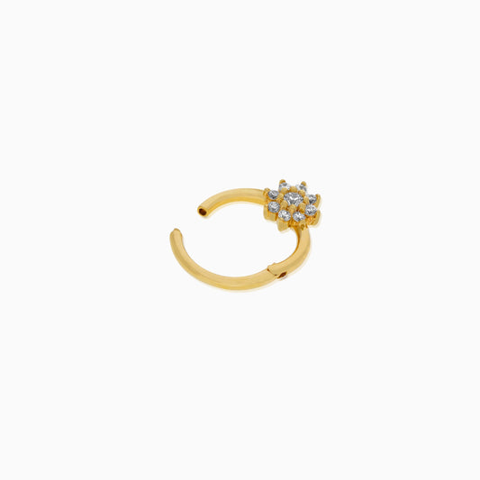 18K Yellow Gold Hoops Piercing decorated with Sparkling Zircons