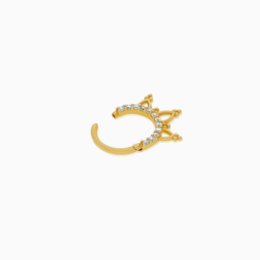 18K Yellow Gold Hoop Piercing with Sparkling Zircon Stones