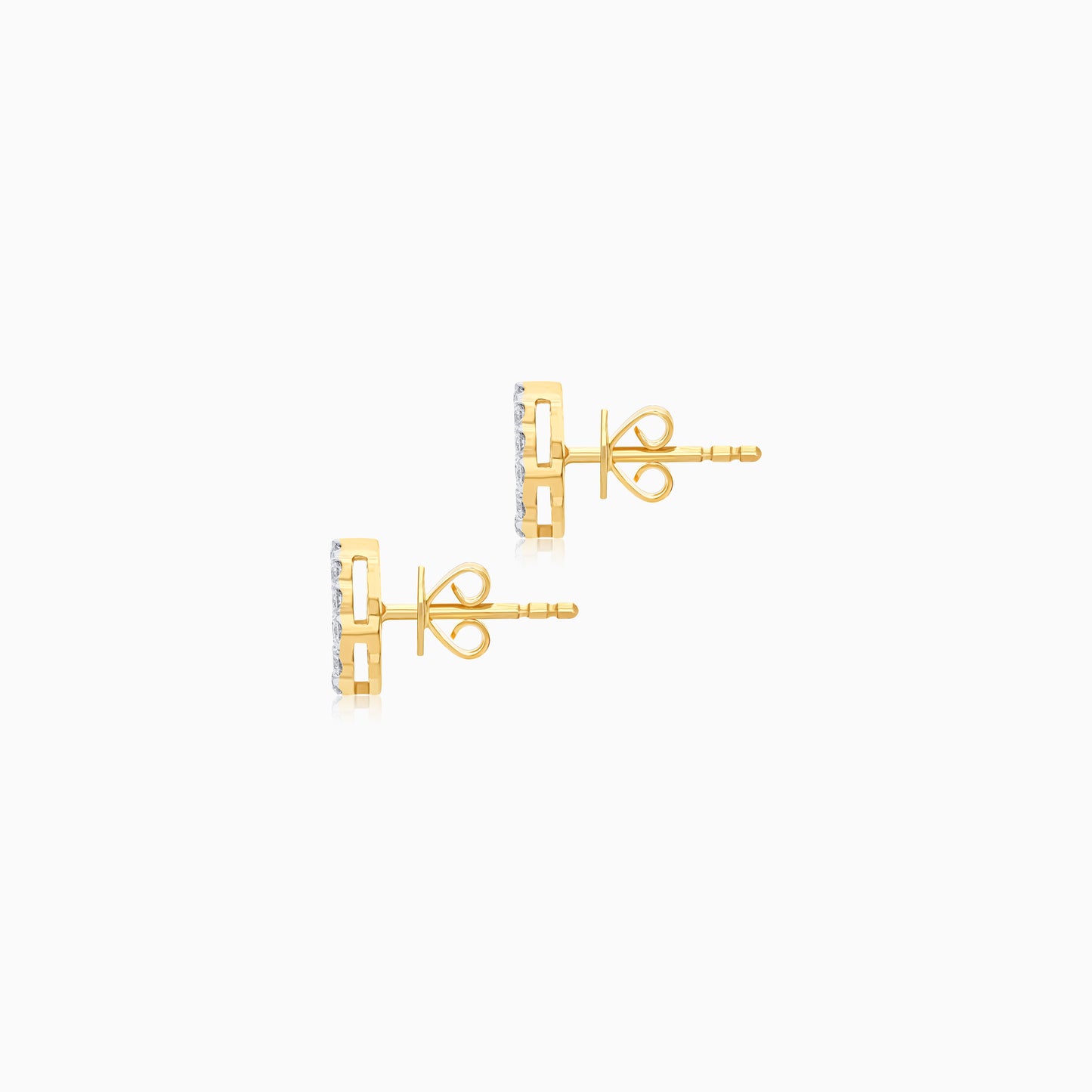 18K Drop Shape Yellow Gold Natural Diamonds Pair of Earrings for Kids - Farfalla