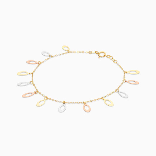18K Gold Tri-Color Charm Bracelet