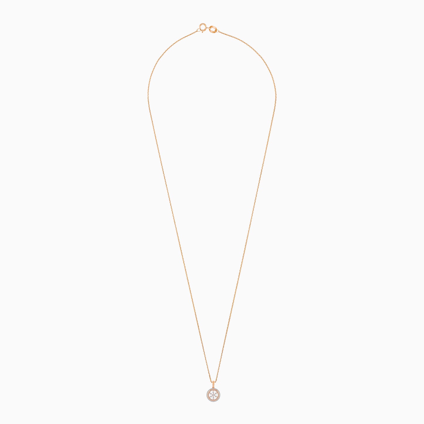 18K Gold With Natural Diamonds Pendant Chain Circle Shape - Ada