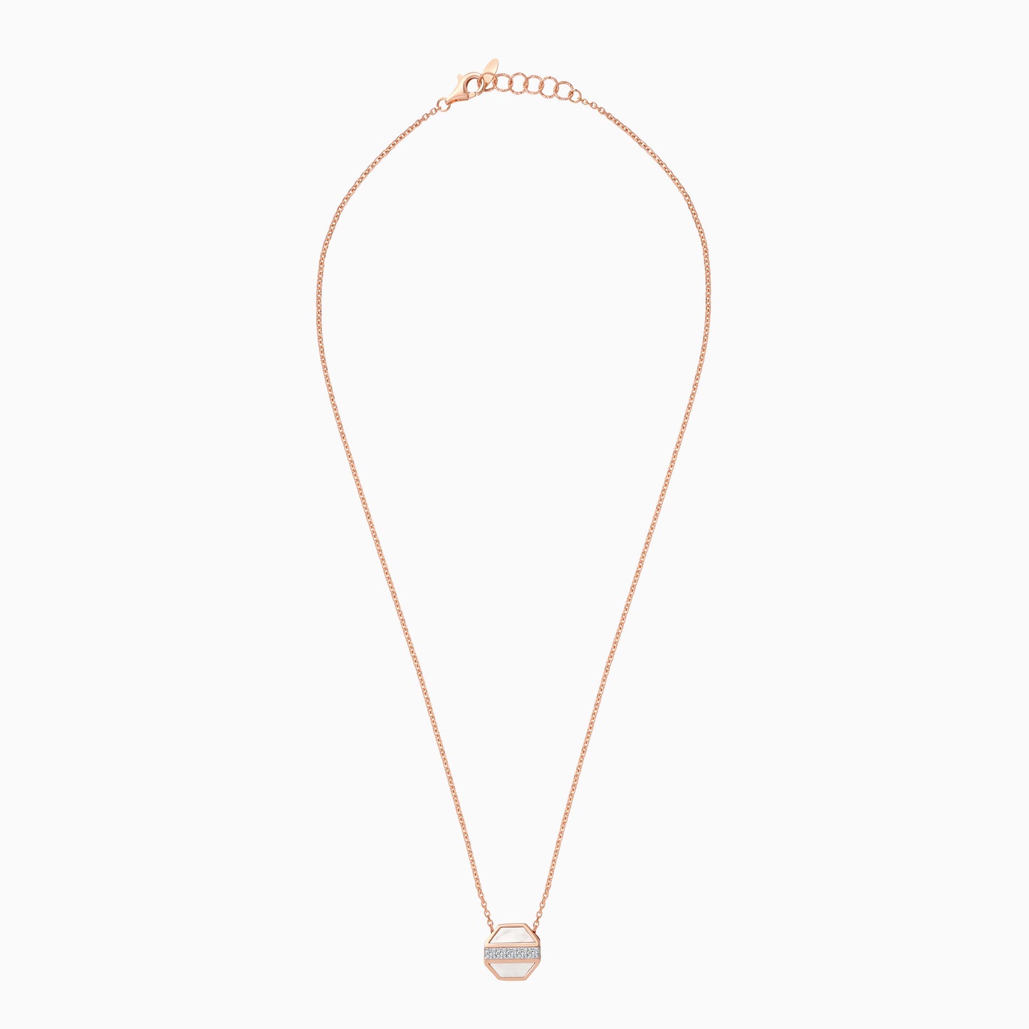 18K Rose Gold Chain with Mother of Pearl and Natural Diamonds - Bovo Collection