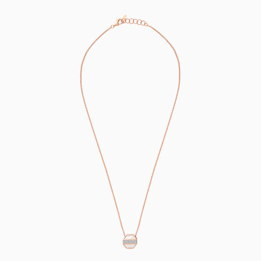 18K Rose Gold Chain with Mother of Pearl and Natural Diamonds - Bovo Collection
