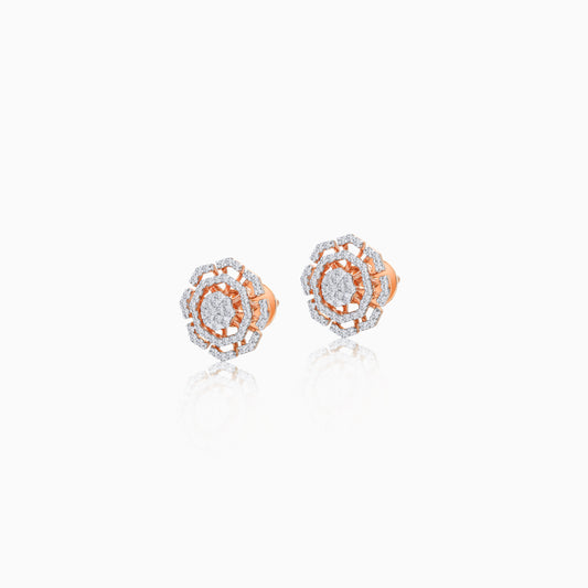18K Rose Gold Pair of Earrings with Natural Diamonds - Ada