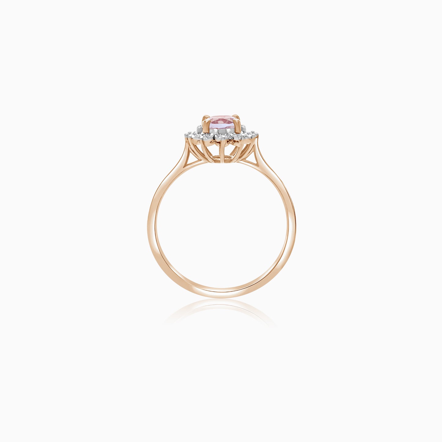 18K Rose Gold Ring Oval Morganite and Natural Diamonds - Diana Collection