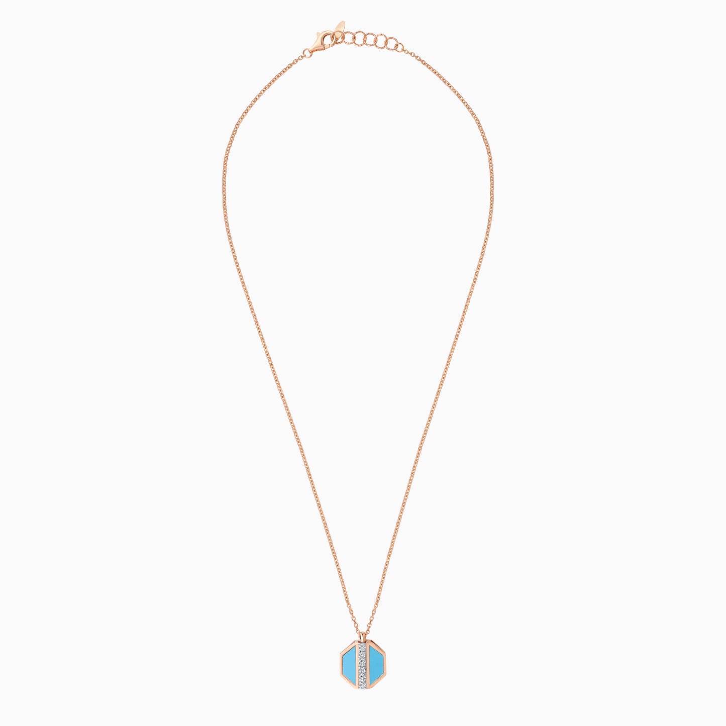 18K Rose Gold Turquoise Pendant with Natural Diamonds - Bovo Collection