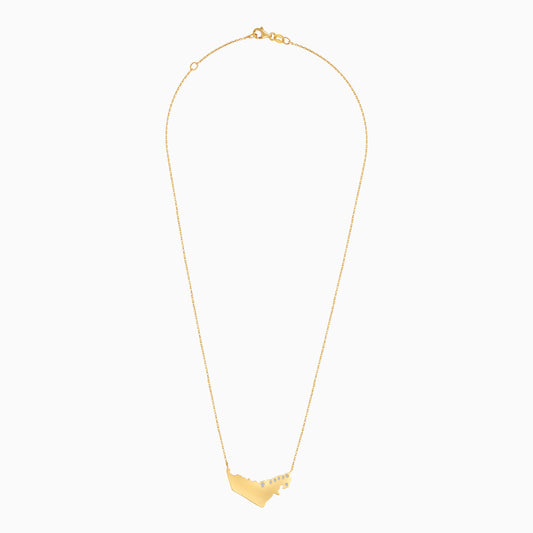 18K Yellow Gold UAE Map Necklace and Natural Diamonds