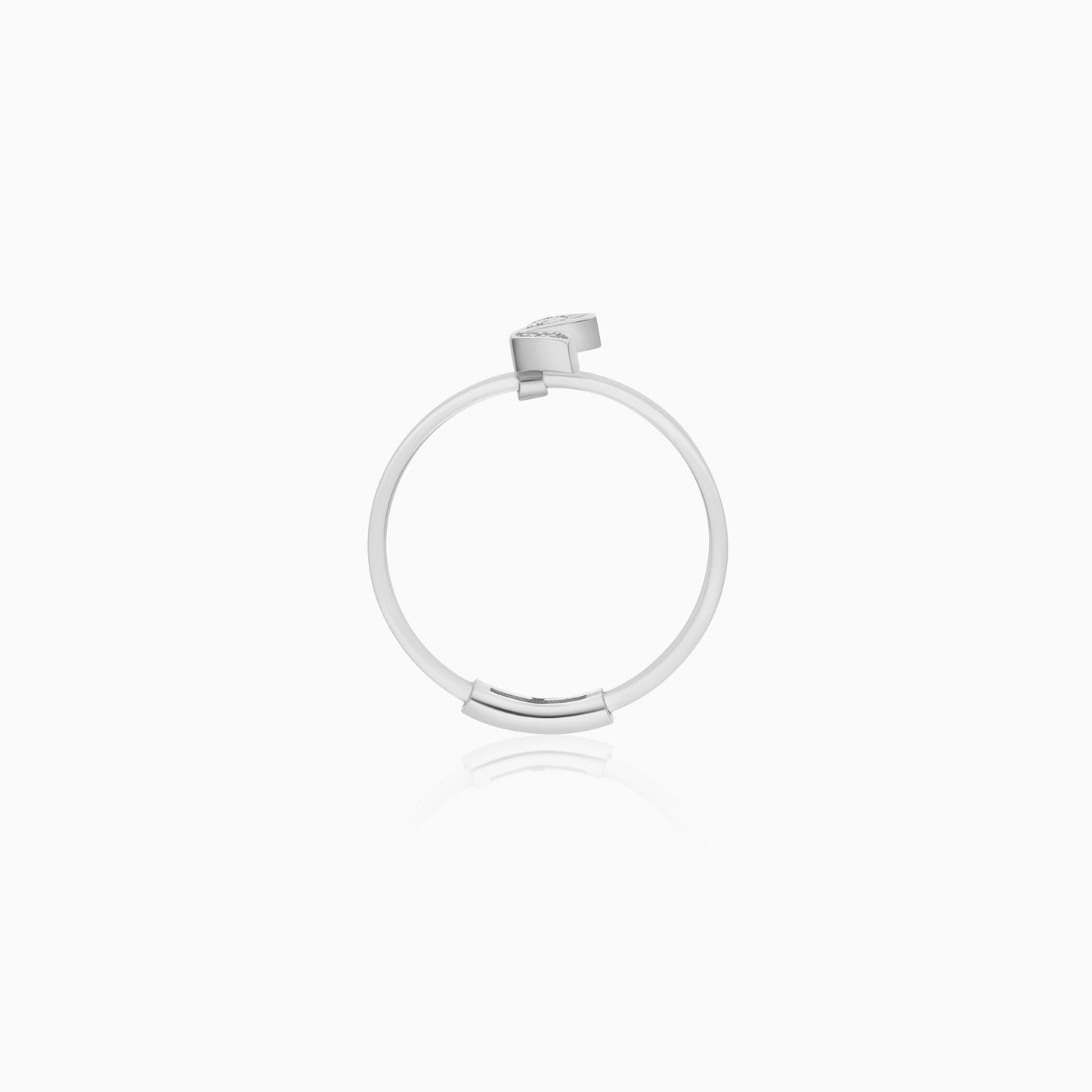 18K White Gold Floating Ring Meem Letter With Natural Diamonds