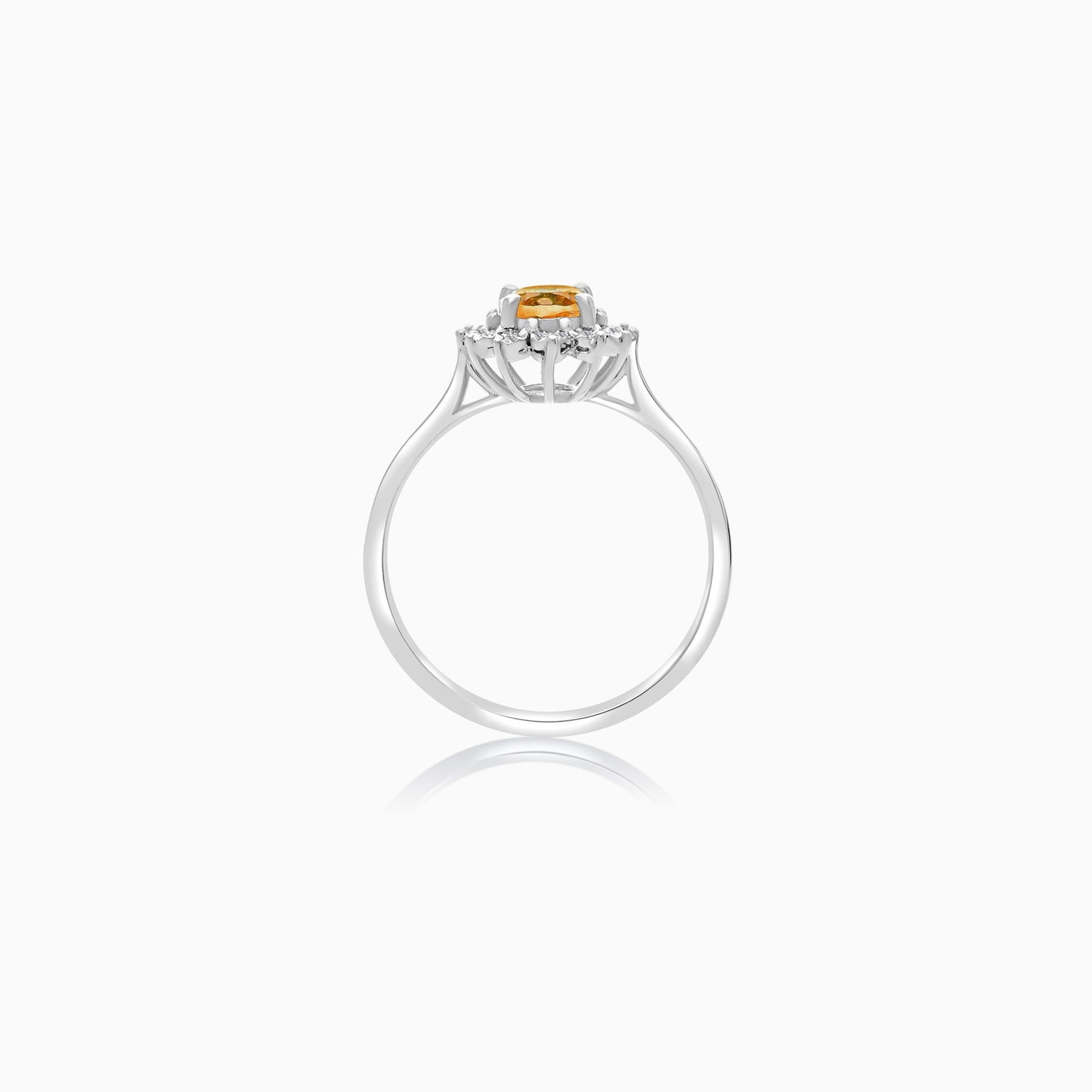18K White Gold Natural Diamonds and Citrine Ring - Diana