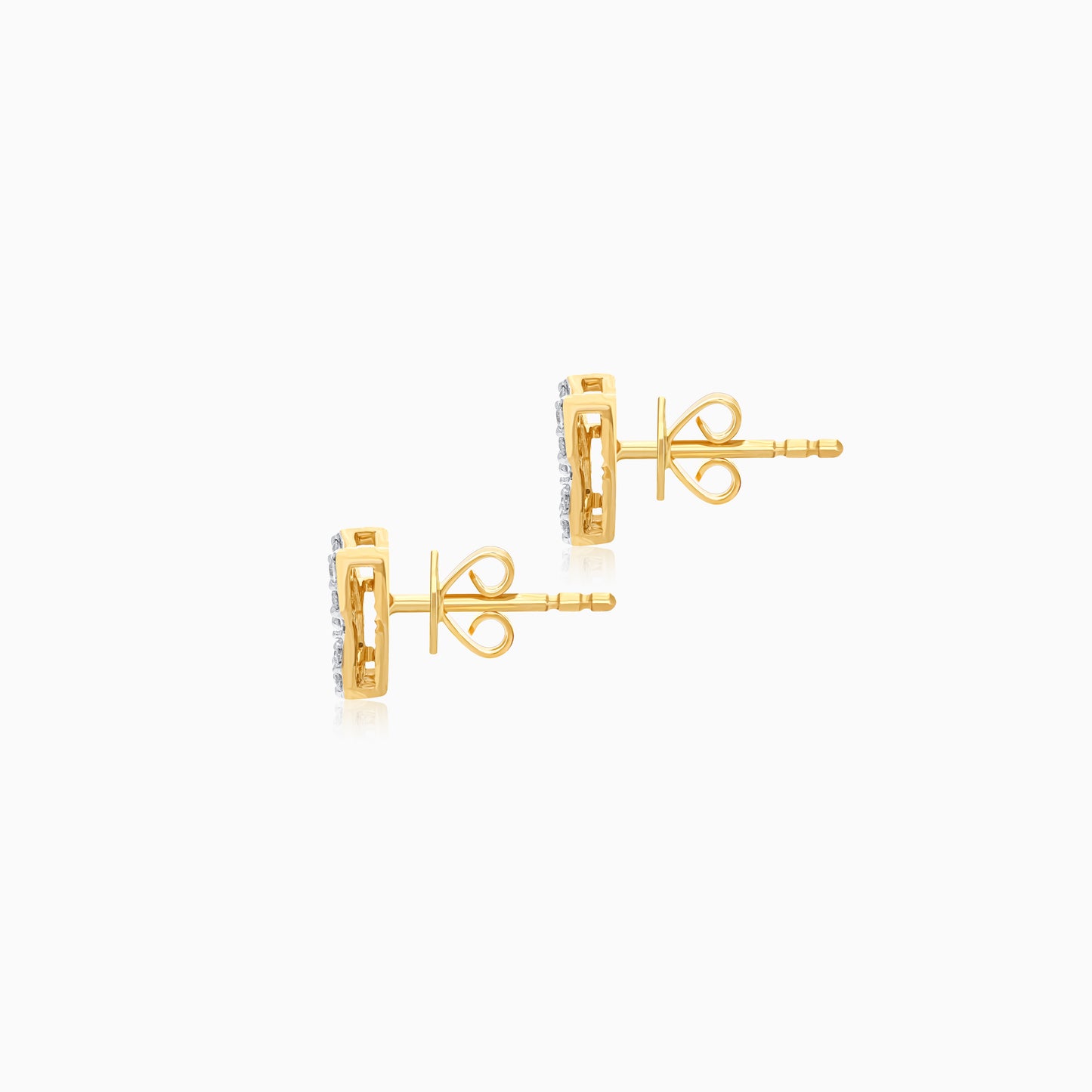 18K Yellow Gold Butterfly Shape Kids Earrings with Natural Diamonds - Farfalla