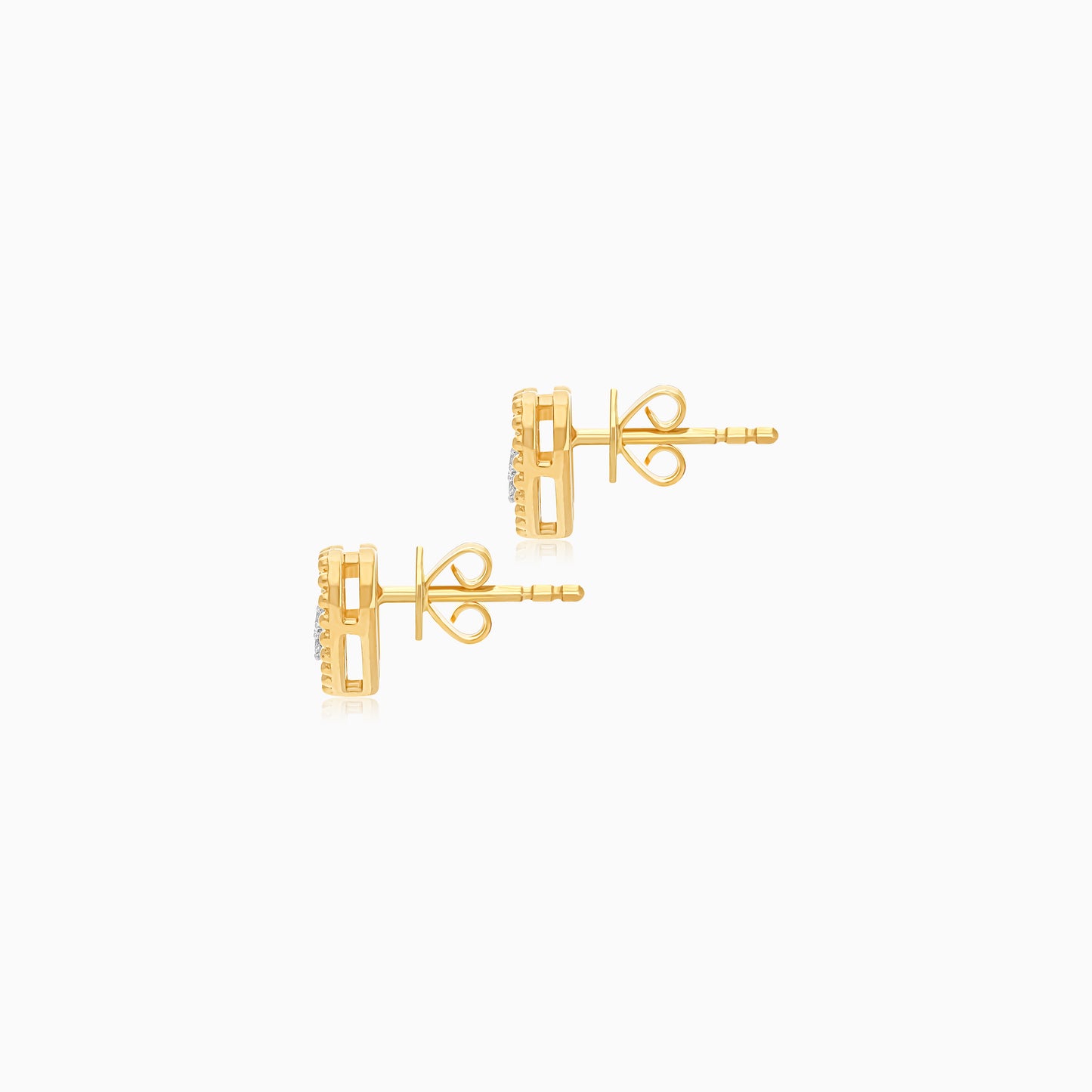 18K Yellow Gold Heart Shape Kids Earrings with Natural Diamonds - Farfalla