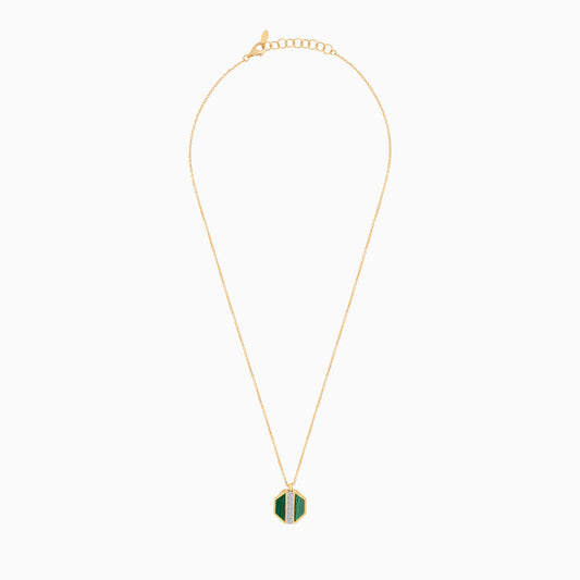 18K Yellow Gold Malachite Pendant with Natural Diamonds - Bovo Collection