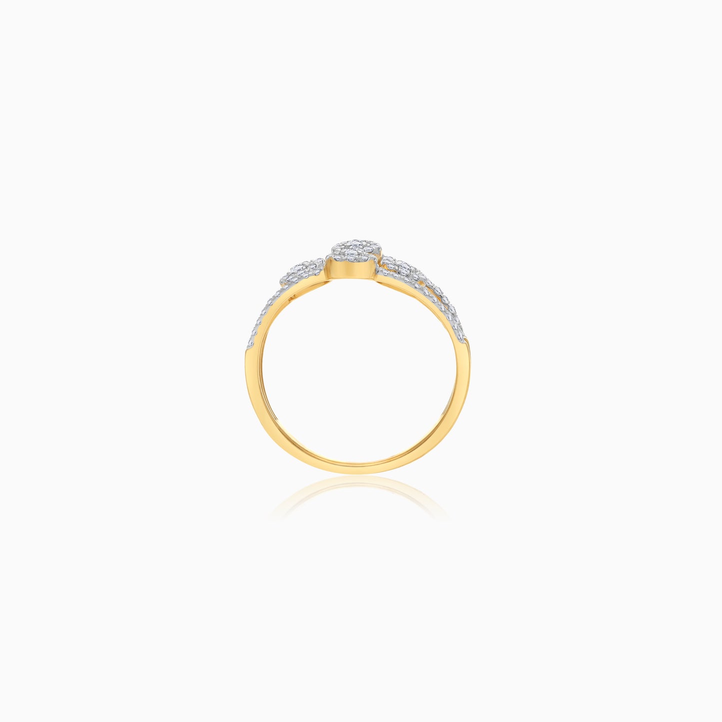 18K Yellow Gold Natural Diamond Ring | Trendy Collection