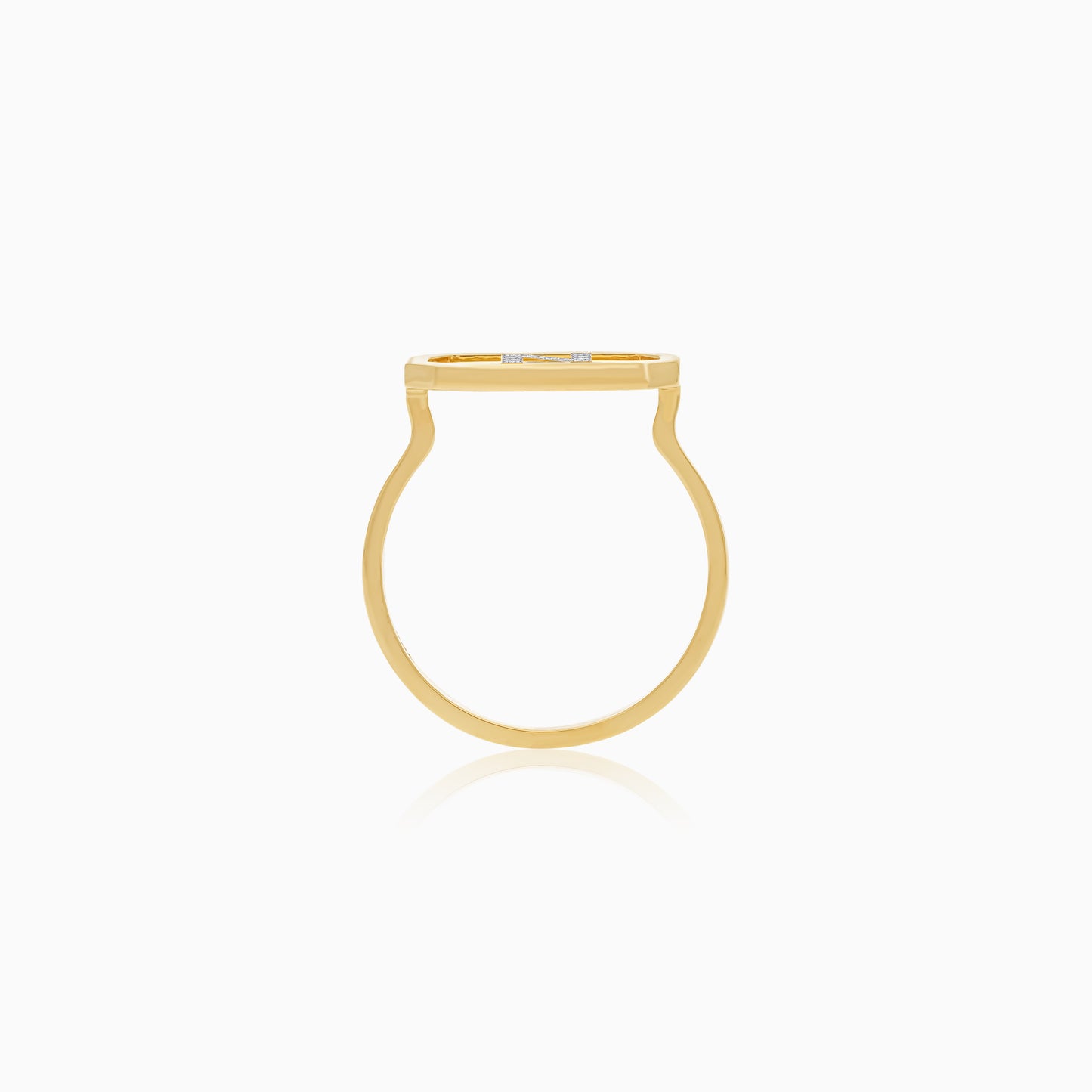 18K Yellow Gold Natural Diamonds Movable Letter "N" Ring - Alpha