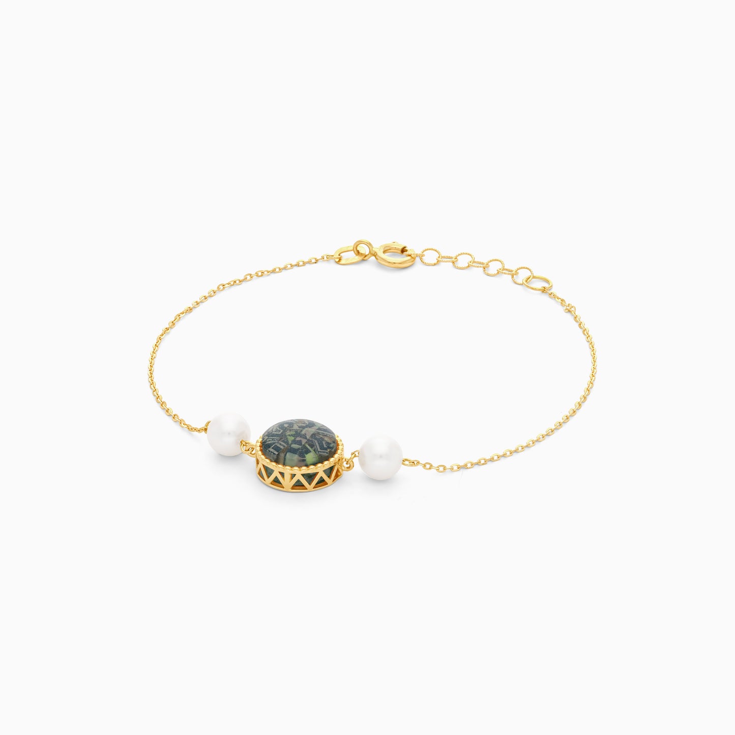 18K Yellow Gold Pearl Bracelet - Qelada