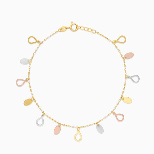 18K Multi-colour Teardrop Charm Bracelet