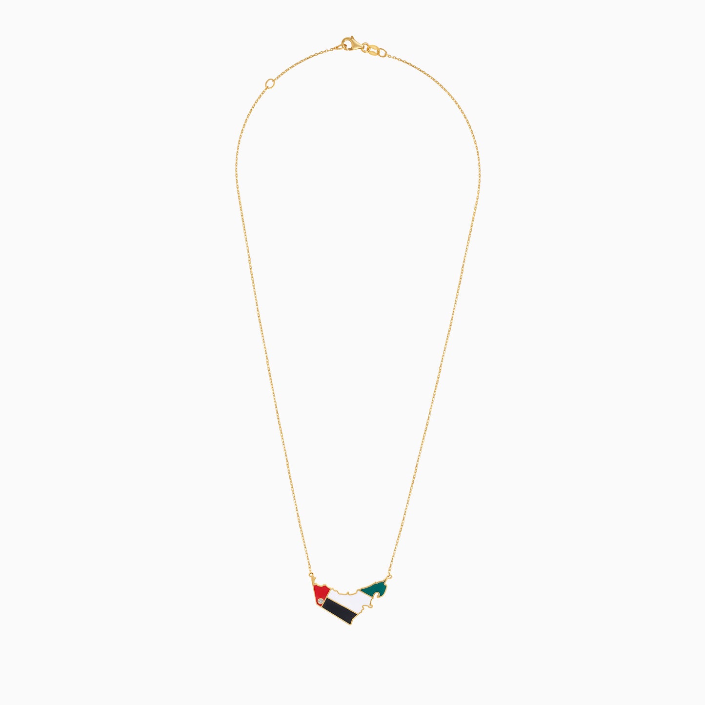 UAE Flag Necklace - 18K Gold with Natural Diamond