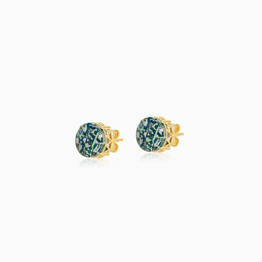 18K yellow gold stud earrings - Qelada Collection