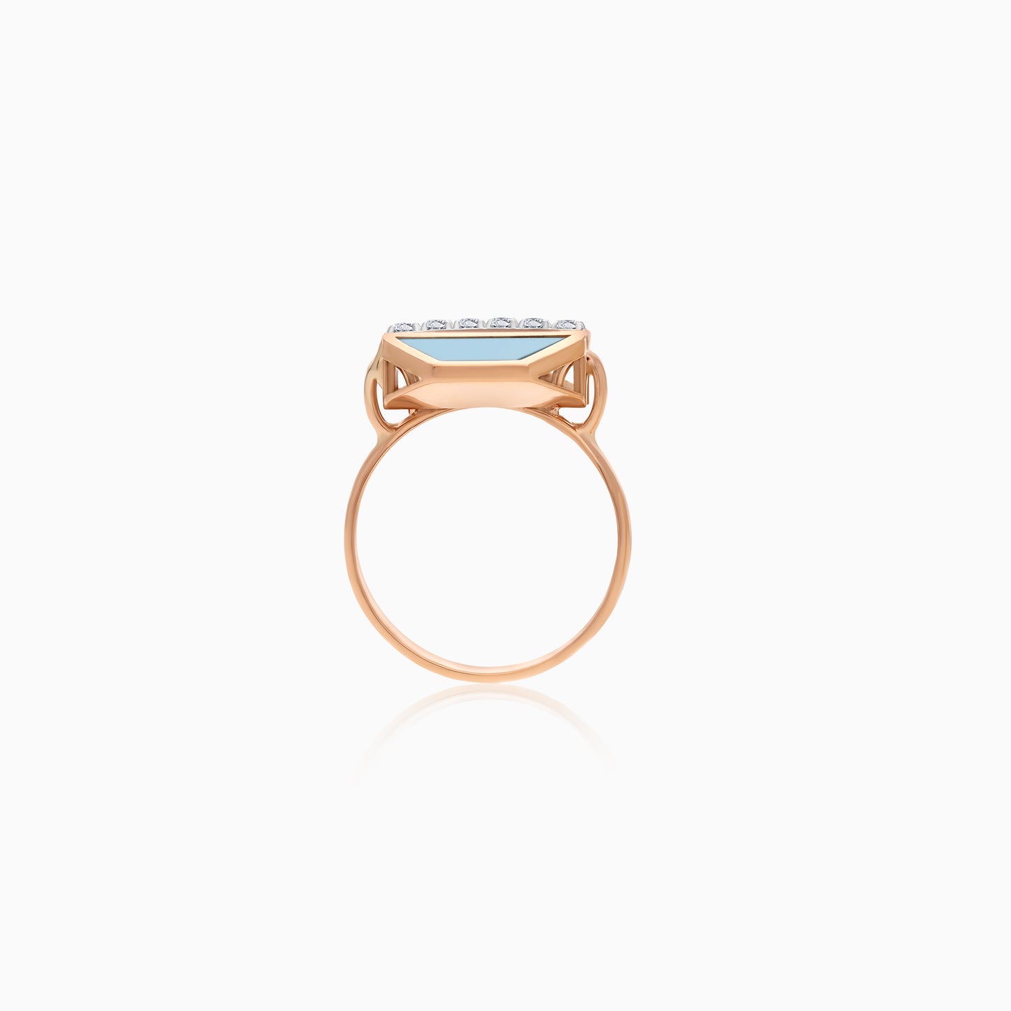 18k Rose Gold Turquoise Ring and Natural Diamonds - Bovo Collection