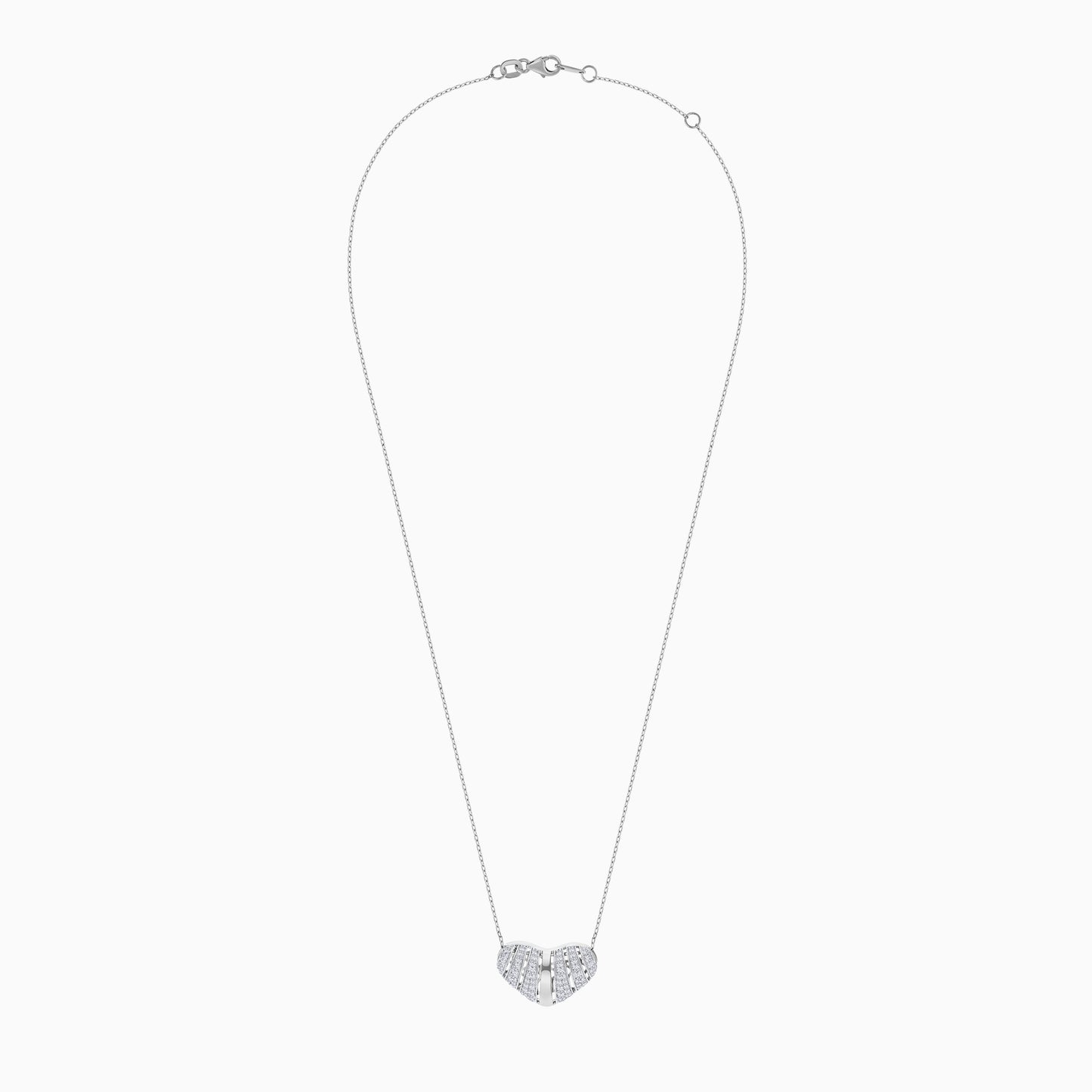 18k White Gold Necklace with Natural Diamond Heart Pendant