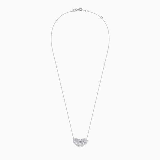 18k White Gold Necklace with Natural Diamond Heart Pendant