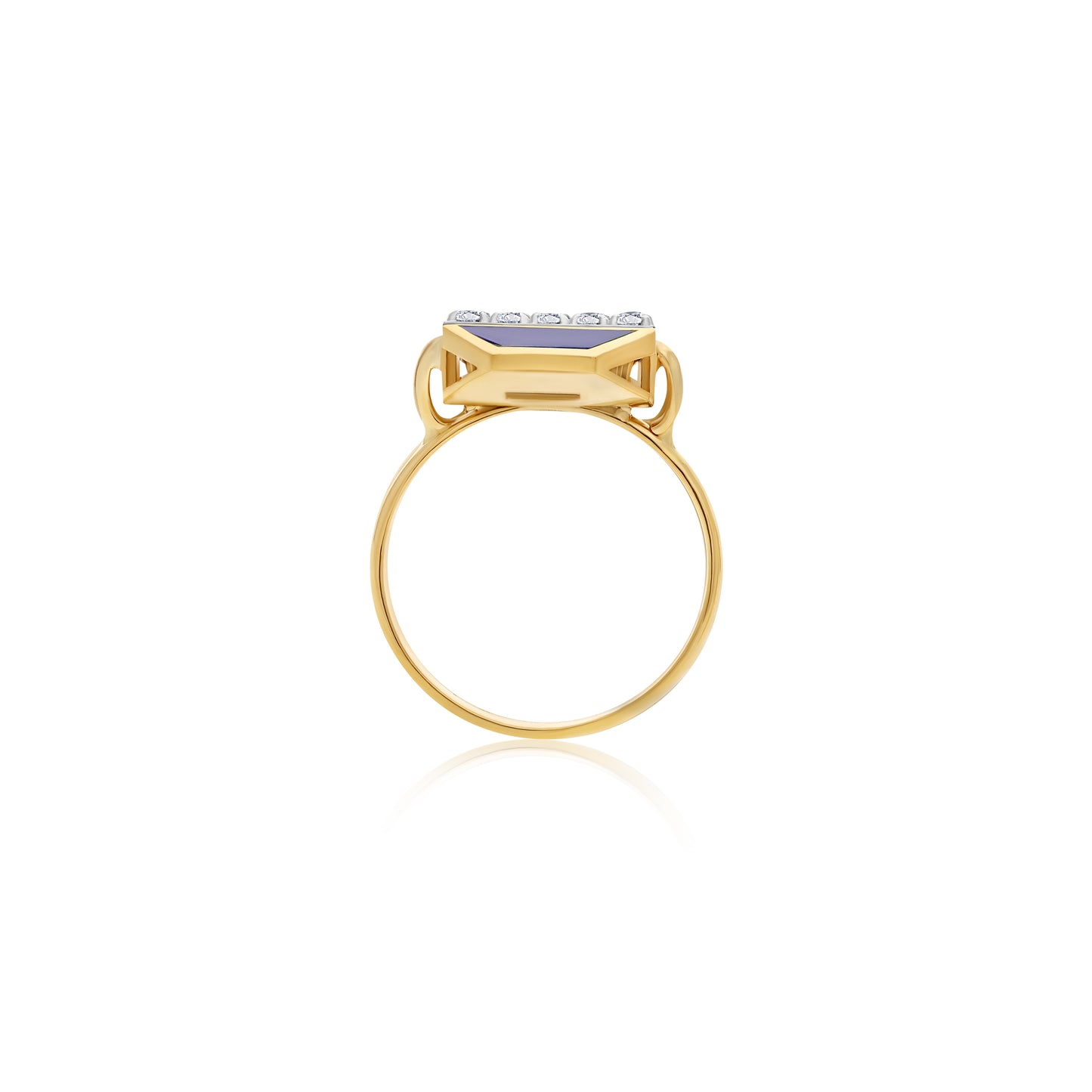 18k Yellow Gold Lapis Lazuli and Natural Diamonds Ring - Bovo Collection