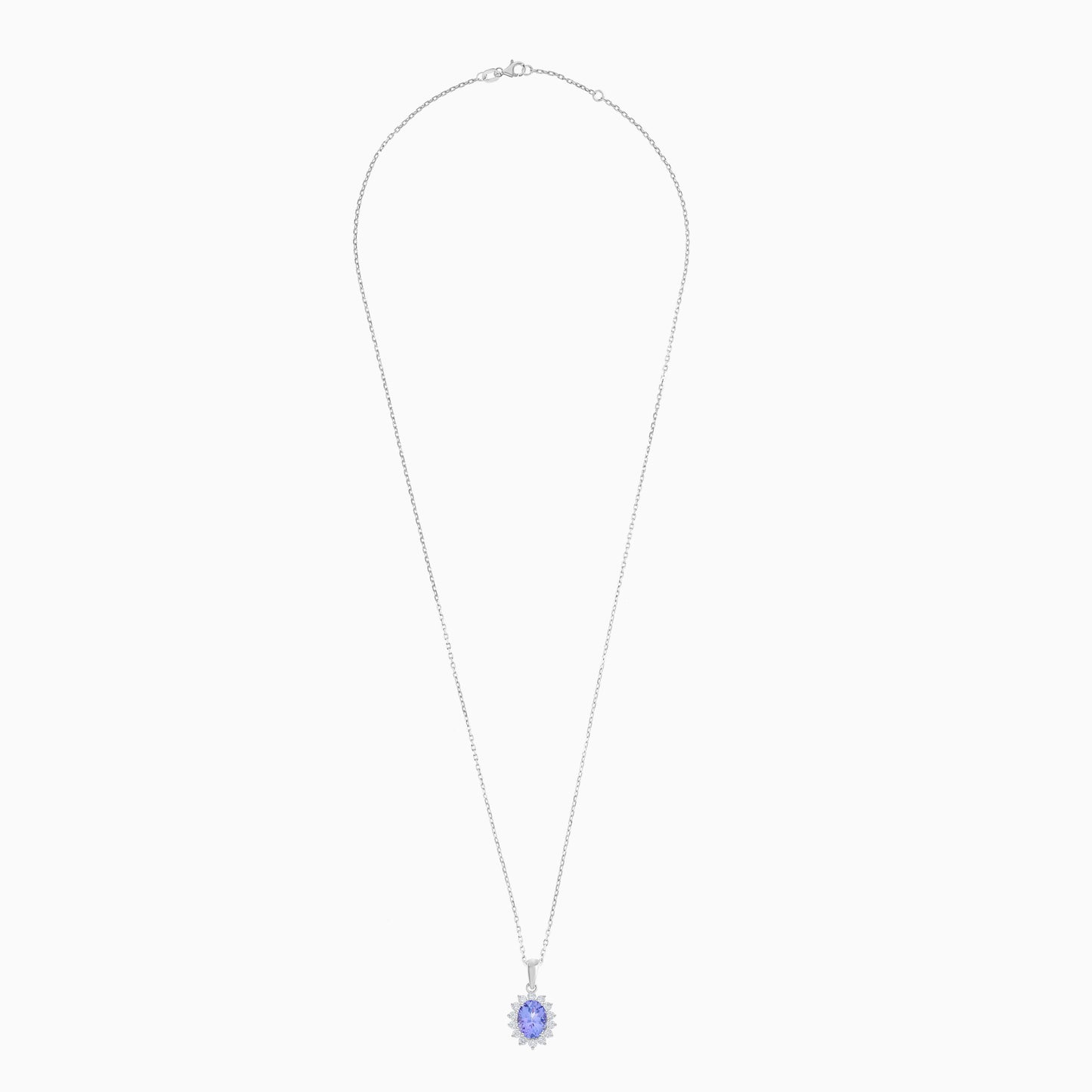 18k white gold necklace with natural tanzanite Pendant Chain - Diana