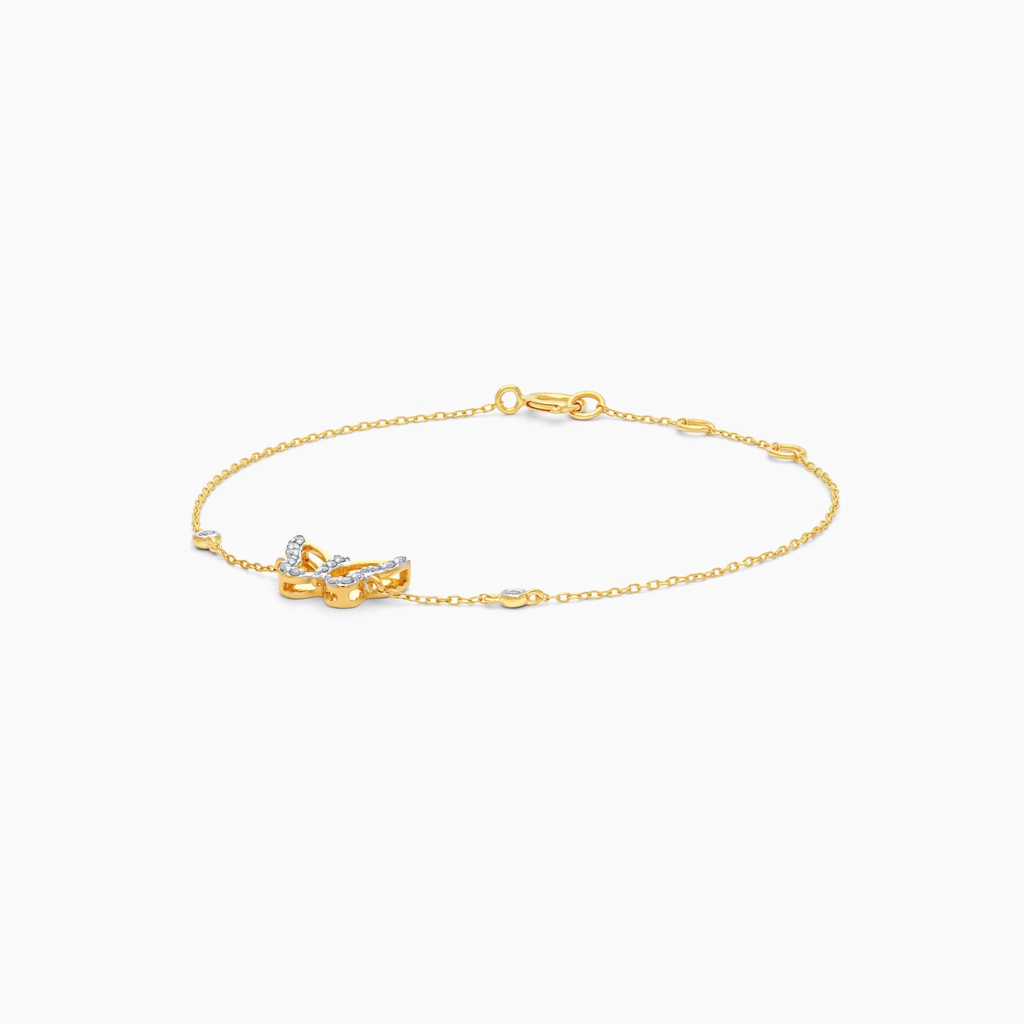 18k yellow gold Kids bracelet with Natural Diamonds Butterfly-shaped - Farfalla