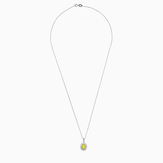 Diamond White Gold Necklace With Natural Peridot