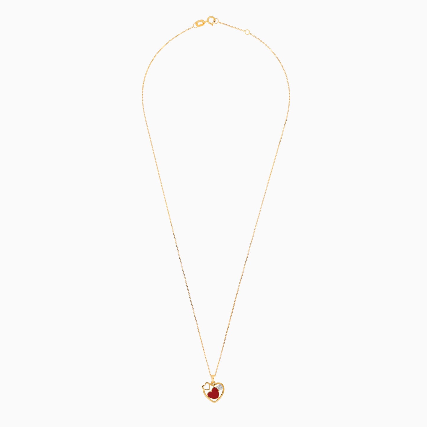 18k yellow gold diamond necklace for Kids with Heart Shapes