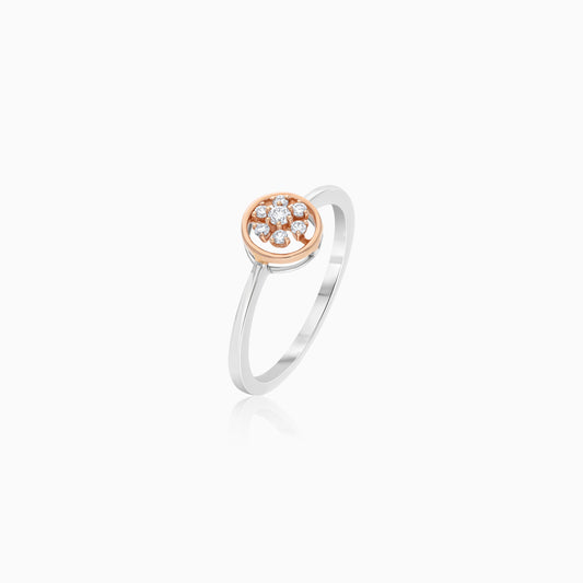 Platinum and 18k Rose Gold Ring with Natural Diamonds - Evara