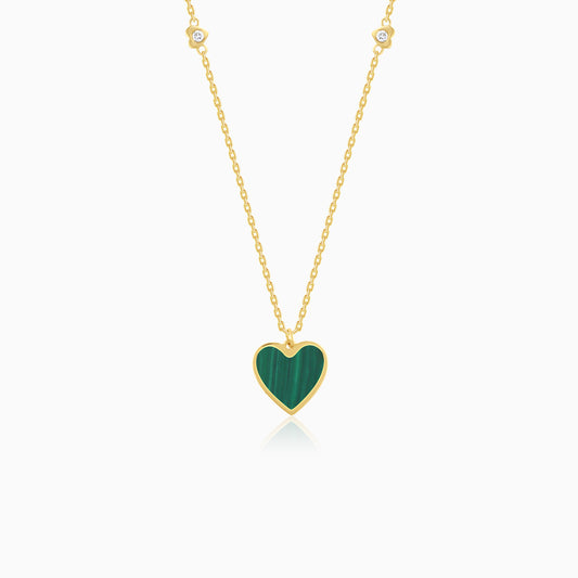 Mosaic 18k Yellow Gold Heart Necklace with Natural Diamonds