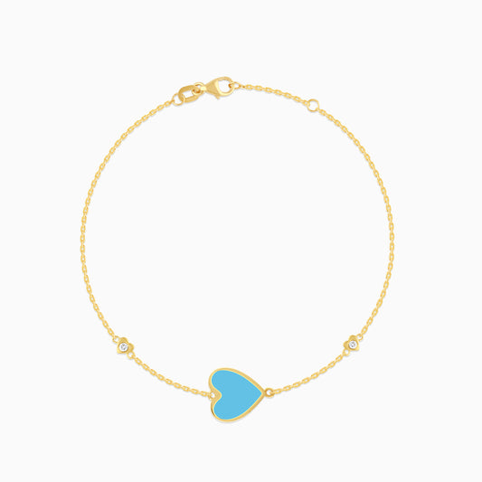 Eclat 18k Yellow Gold Heart Bracelet with Natural Diamonds
