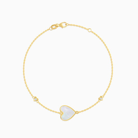 Eclat 18k Yellow Gold Heart Bracelet with Natural Diamonds
