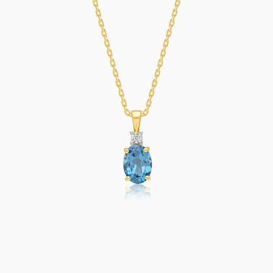 Colour Classic 18K Gold Blue Topaz and Natural Diamond Necklace