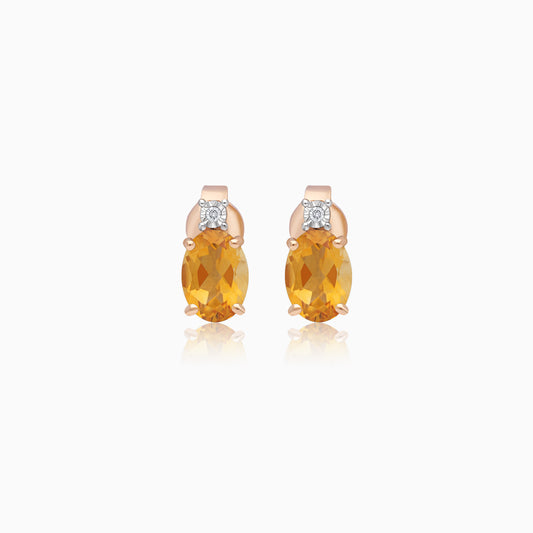 18k Gold Earrings Citrine and Natural Diamonds | Colour Classic