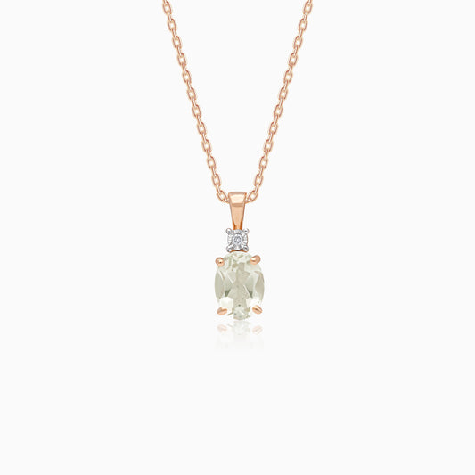 Colour Classic 18k Gold Prasiolite and Natural Diamond Necklace