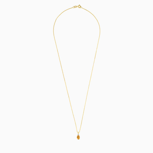 Premium 18k Gold Necklace with Citrine and Natural Diamond – Colour Classic Collection