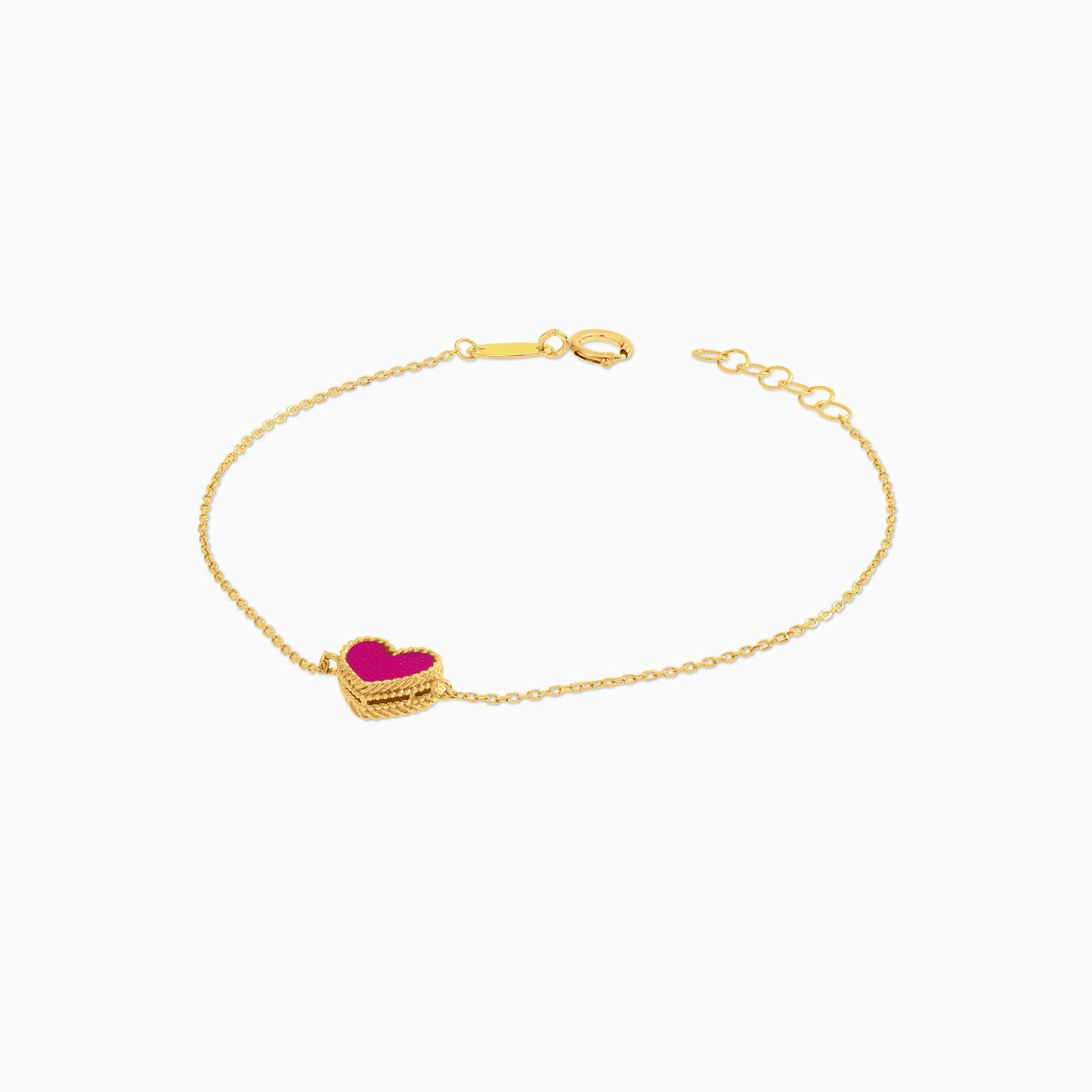 18k yellow gold bracelet with pink heart shaped for kids - Vivante collection