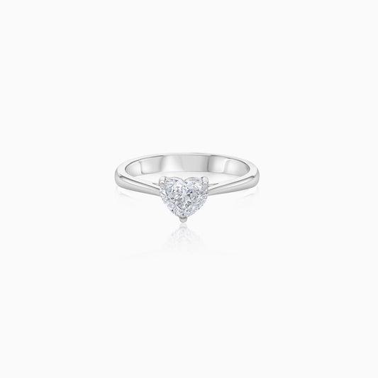 1.0 carat solitaire ring in 18k white gold ring – natural diamond heart shape
