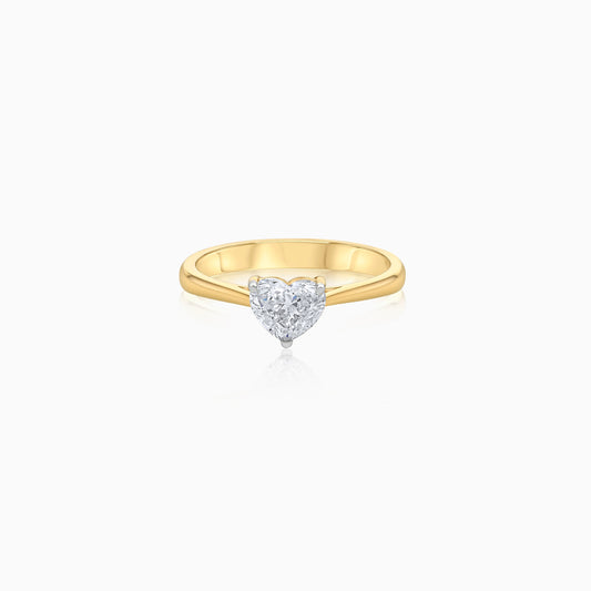 1.0 carat solitaire ring in 18k yellow gold ring – natural diamond heart shape