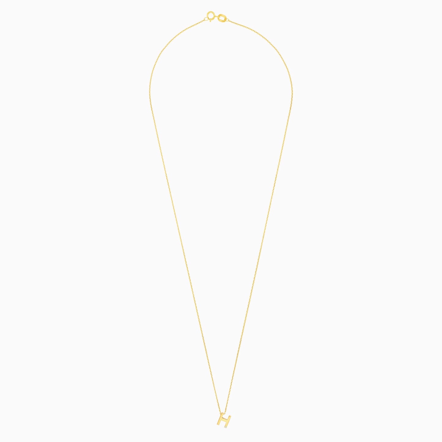18k Yellow Gold Necklace with Letter “H” Decorated with Single Natural Diamond Stone | Alpha Collection