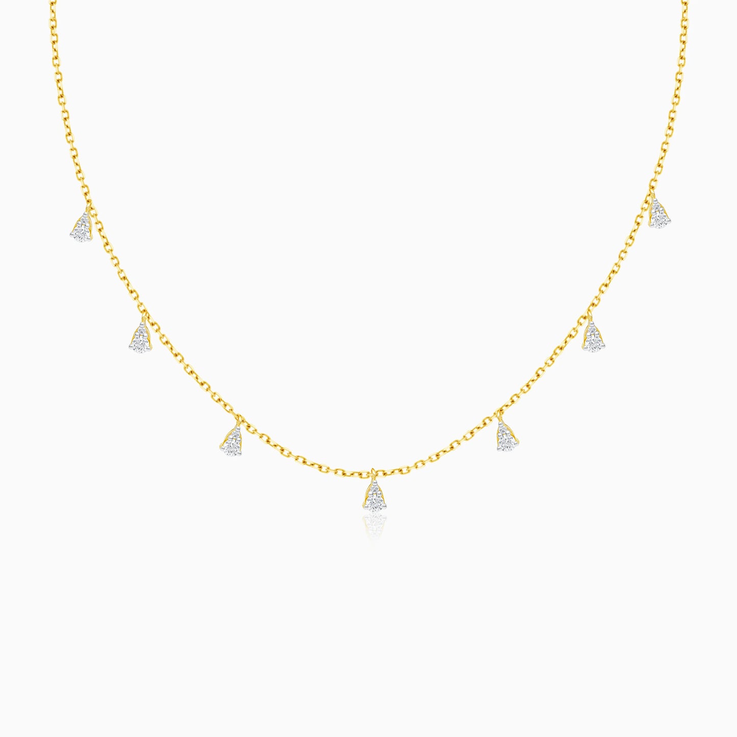 18k yellow gold necklace with dangling natural diamond stones | Trendy collection