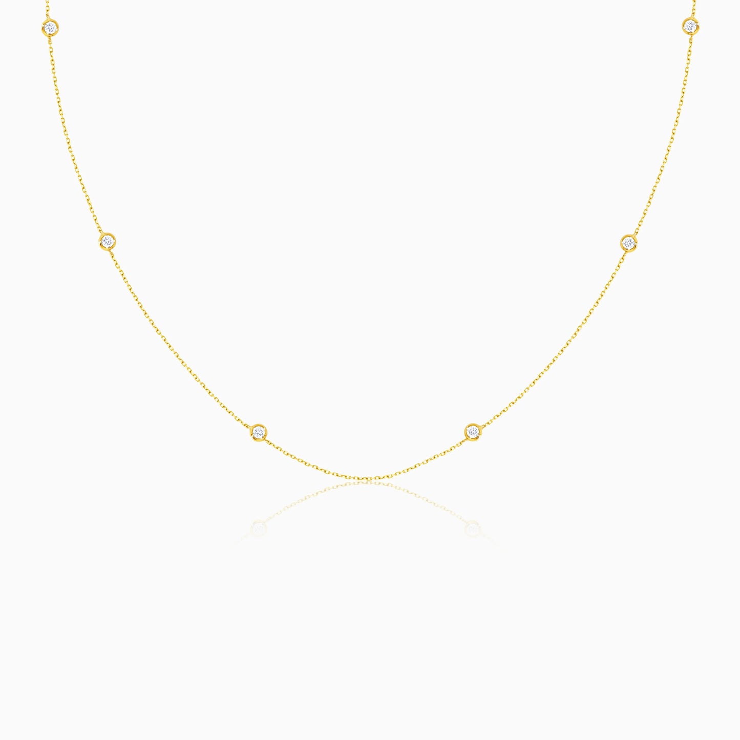 Trendy 18K Yellow Gold Diamond Necklace