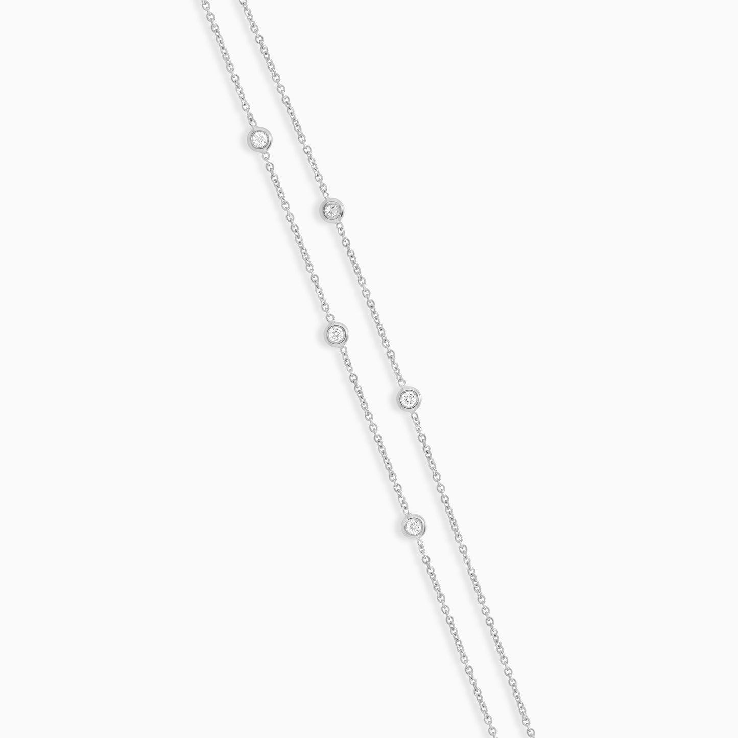 18k white gold 2 layer bracelet decorated with Round Brilliant natural diamond stones