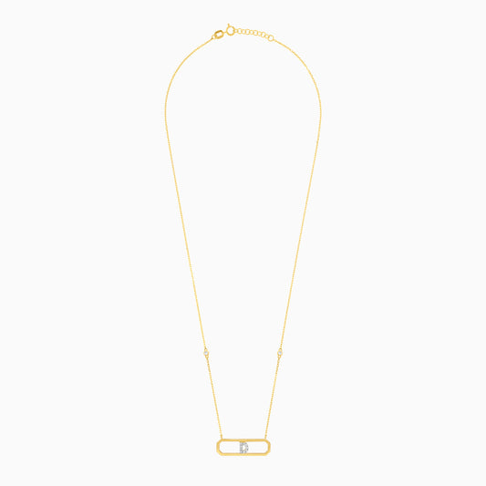 18k yellow gold necklace letter “D” decorated with natural diamond