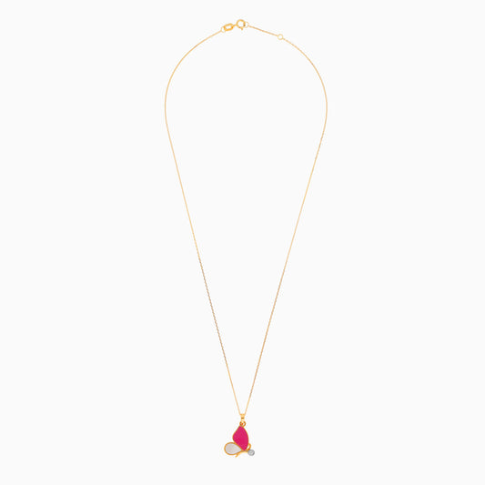 18k yellow gold necklace in bee shaped decorated with natural diamond stone for Kids