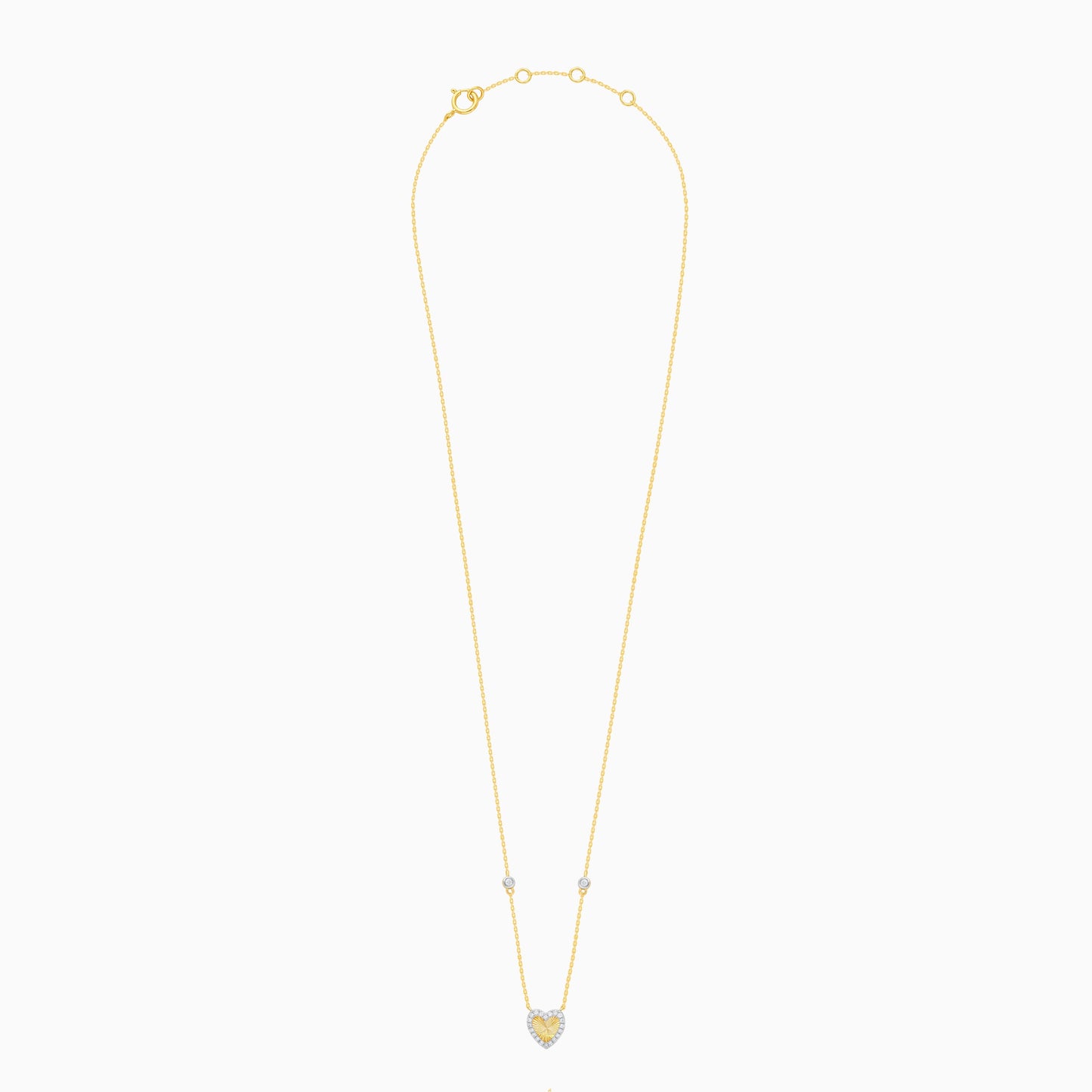 18k yellow gold necklace in heart-shaped decorative with natural diamond for kids | Farfalla collection