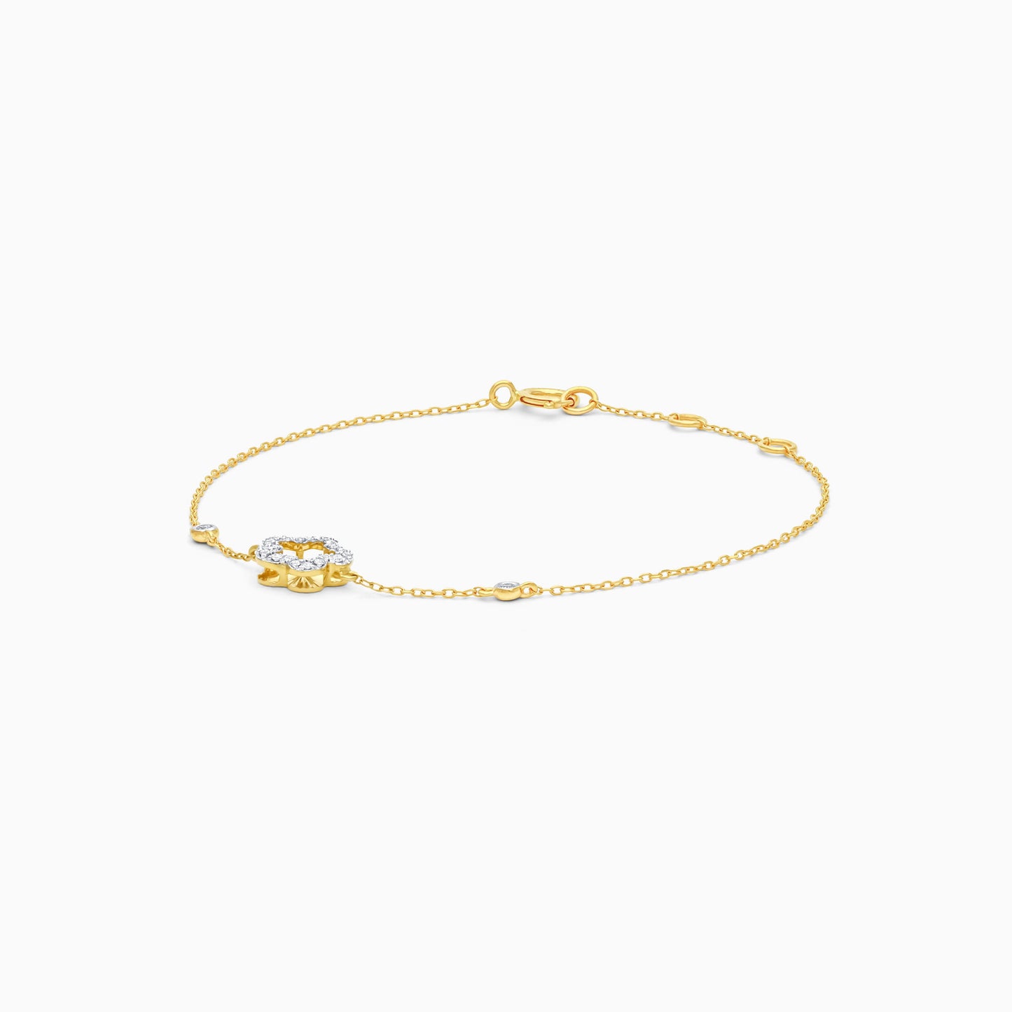 18k yellow gold light bracelet in flower-shaped decorative with natural diamond for kids | Farfalla collection