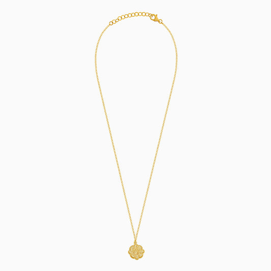 18k yellow gold kids necklace with flower hanging - Farfalla